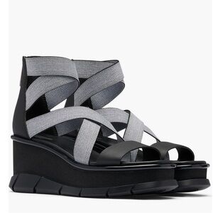 Sorel Joanie III Sport strap wedge sandal. Black/white. Size 8. NIB